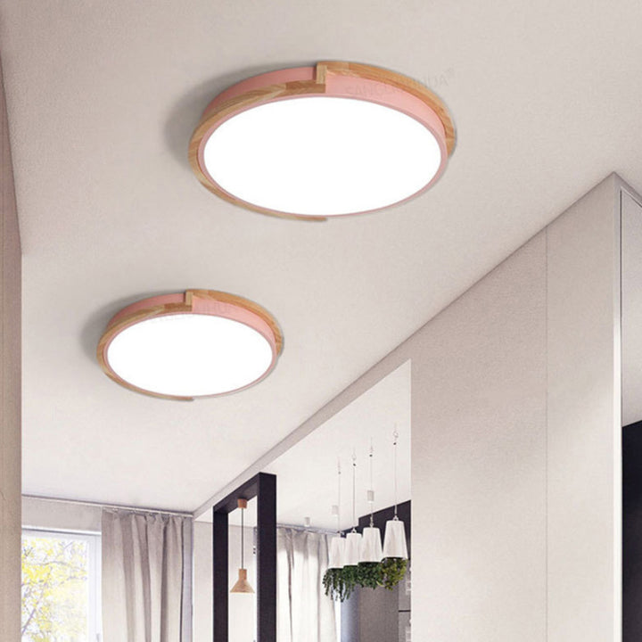 Luz de techo LED empotrada con pantalla acrílica y marco de hierro redondo nórdico contemporáneo para dormitorio 