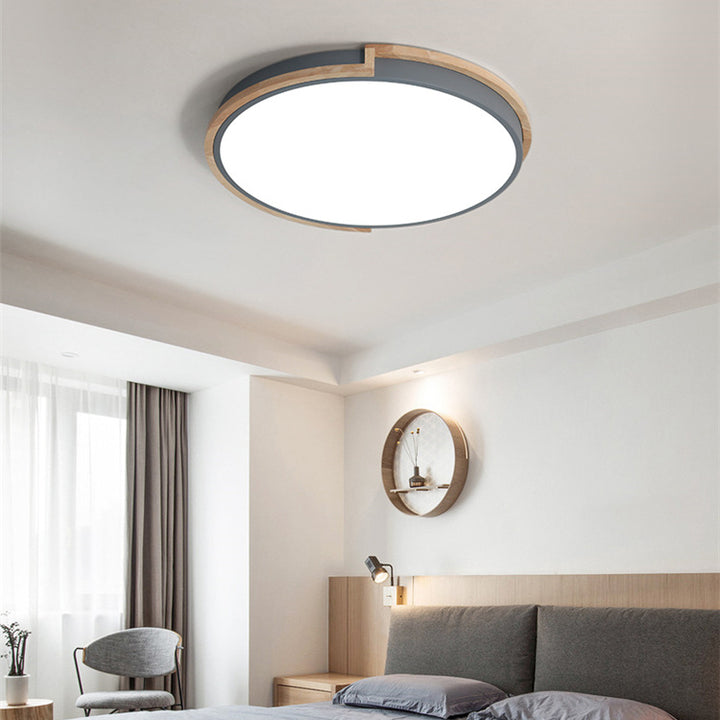 Luz de techo LED empotrada con pantalla acrílica y marco de hierro redondo nórdico contemporáneo para dormitorio 