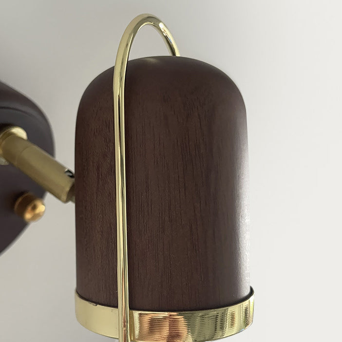 Zeitgenössische Retro Zylinder Kreis Horn Form Eisen Holz 1-Licht Wandleuchte Lampe für Schlafzimmer 