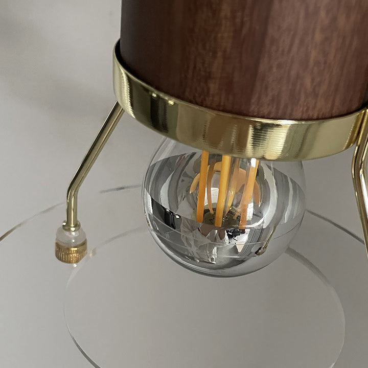 Zeitgenössische Retro Zylinder Kreis Horn Form Eisen Holz 1-Licht Wandleuchte Lampe für Schlafzimmer 