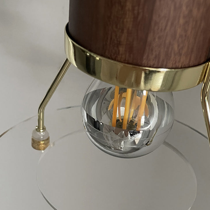 Zeitgenössische Retro Zylinder Kreis Horn Form Eisen Holz 1-Licht Wandleuchte Lampe für Schlafzimmer 
