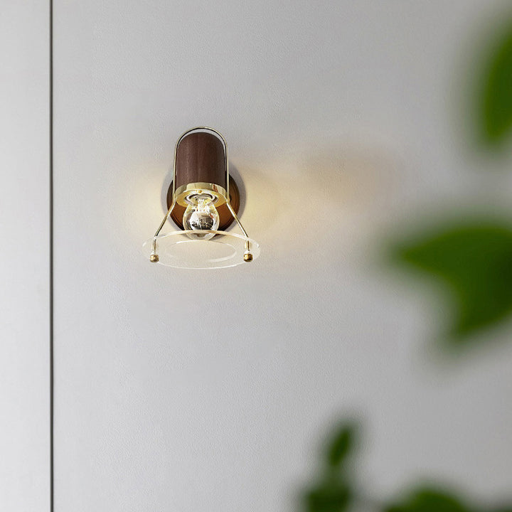 Zeitgenössische Retro Zylinder Kreis Horn Form Eisen Holz 1-Licht Wandleuchte Lampe für Schlafzimmer 