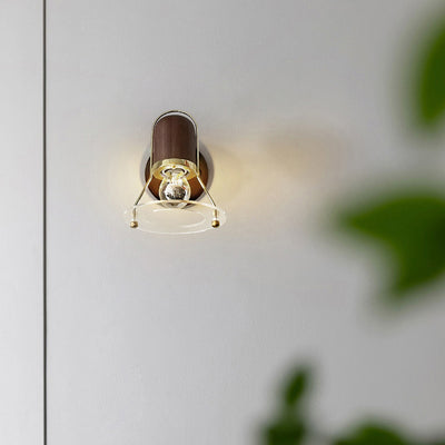 Zeitgenössische Retro Zylinder Kreis Horn Form Eisen Holz 1-Licht Wandleuchte Lampe für Schlafzimmer 