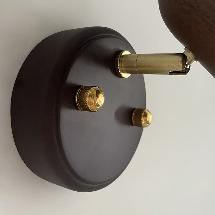 Zeitgenössische Retro Zylinder Kreis Horn Form Eisen Holz 1-Licht Wandleuchte Lampe für Schlafzimmer 