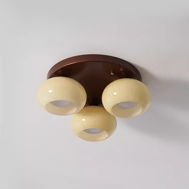 Zeitgenössische Retro Runde Ovale Eisen Glas 3/5 Licht Semi-Flush Mount Deckenleuchte Für Wohnzimmer 