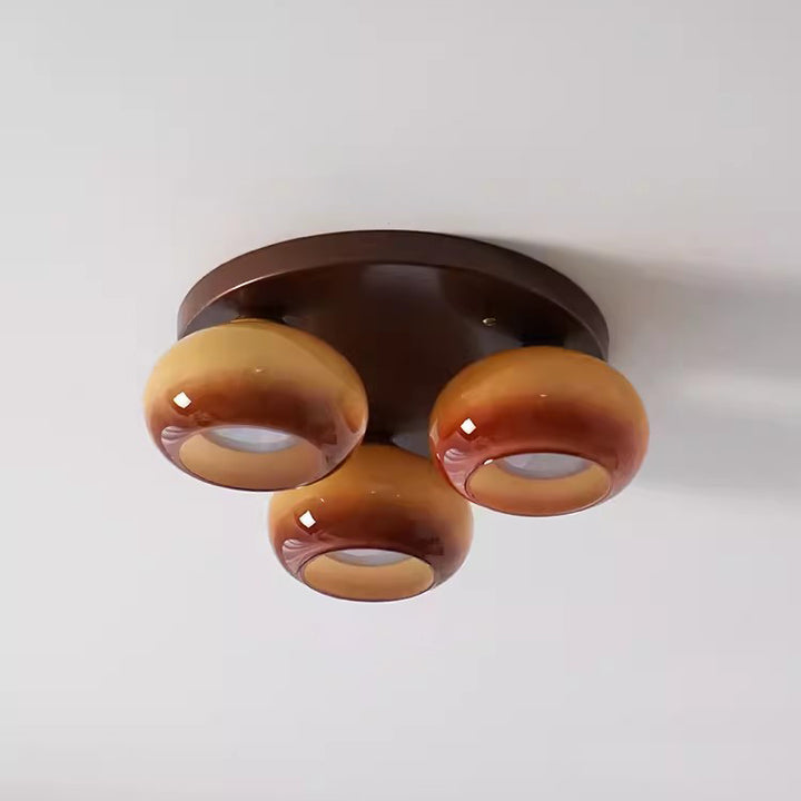 Luz de techo semiempotrada contemporánea retro redonda ovalada de hierro y vidrio con 3/5 luces para sala de estar 