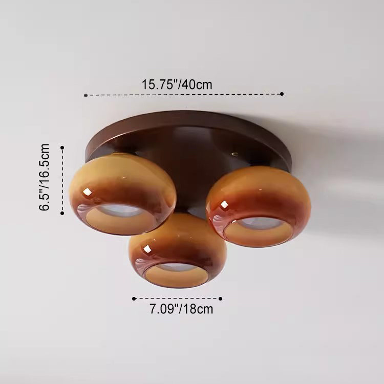 Luz de techo semiempotrada contemporánea retro redonda ovalada de hierro y vidrio con 3/5 luces para sala de estar 