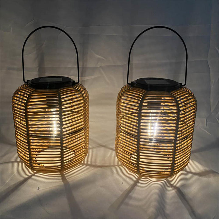 Lanterne cylindrique solaire moderne Art Déco étanche avec LED en plastique et fer ajouré pour jardin 