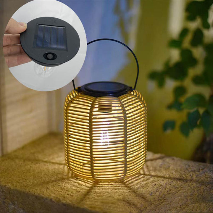 Lanterne cylindrique solaire moderne Art Déco étanche avec LED en plastique et fer ajouré pour jardin 