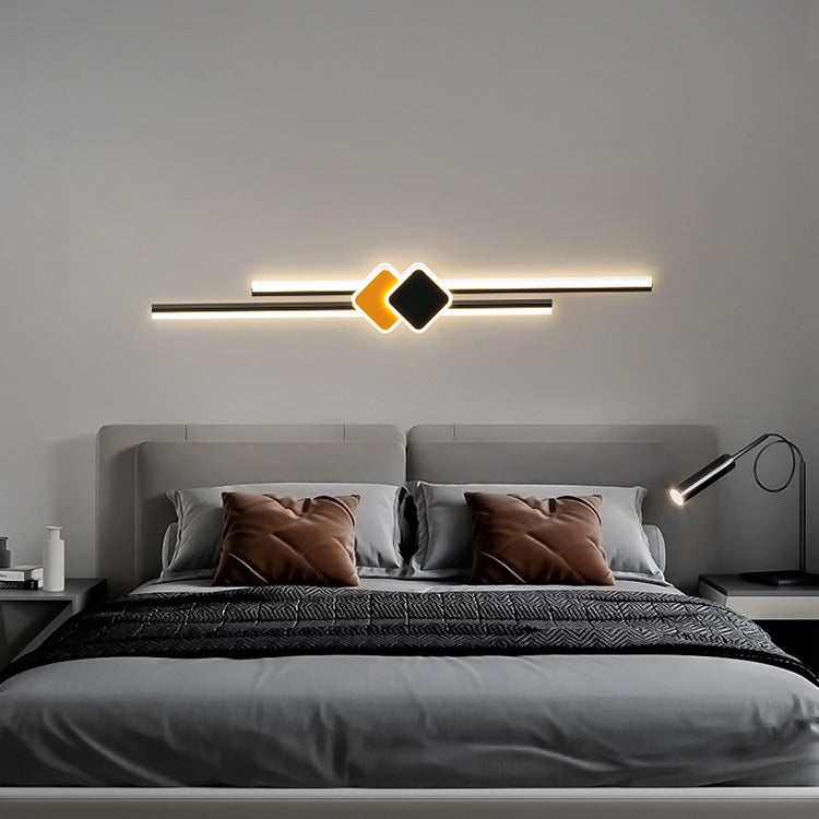 Applique murale LED en acrylique avec matériel rectangulaire à bande minimaliste moderne pour chambre 