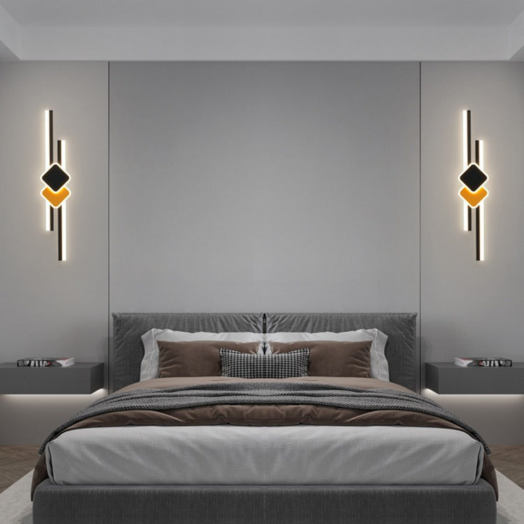Applique murale LED en acrylique avec matériel rectangulaire à bande minimaliste moderne pour chambre 