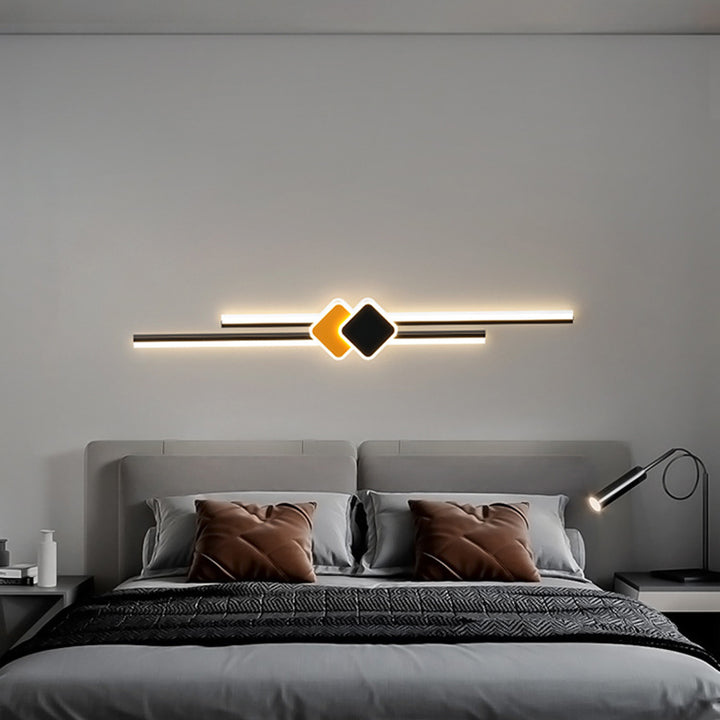 Applique murale LED en acrylique avec matériel rectangulaire à bande minimaliste moderne pour chambre 