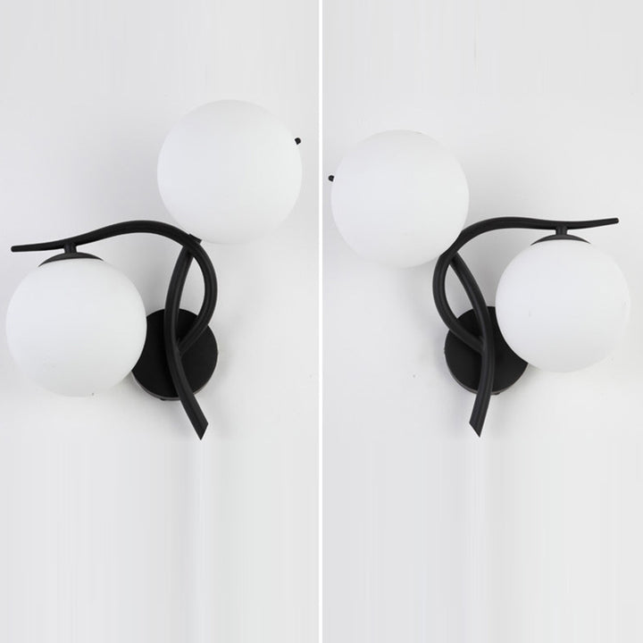 Lámpara Aplique de Pared de 2 Luces con Pantalla de Vidrio Orb de Poste Curvado Minimalista Moderno para Dormitorio 