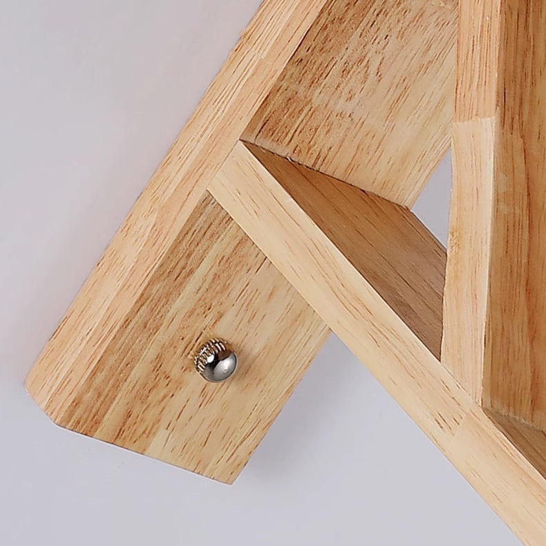 Zeitgenössische nordische Wandlampe mit Dreibein-Basis, rundem Blumenstoff, Glasschirm und Holz 1-Licht für Schlafzimmer 