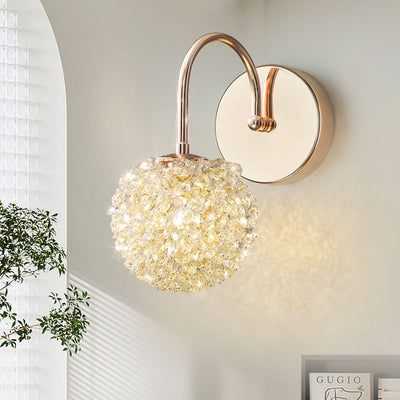 Applique Murale Moderne de Luxe en Cristal avec Cadre en Métal 1 Lumière pour Salon 