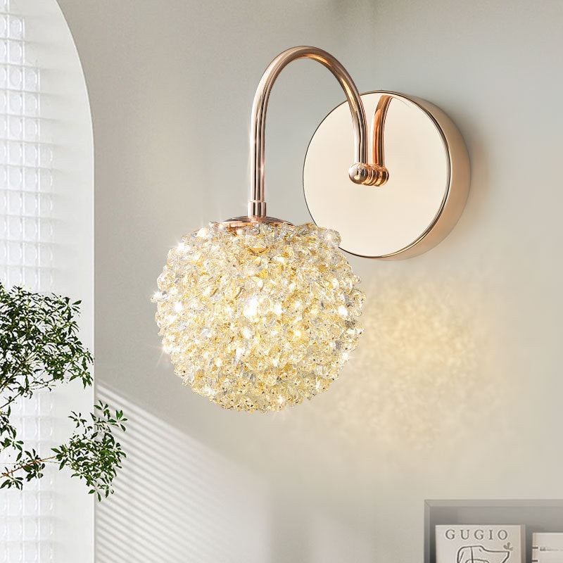 Applique Murale Moderne de Luxe en Cristal avec Cadre en Métal 1 Lumière pour Salon 