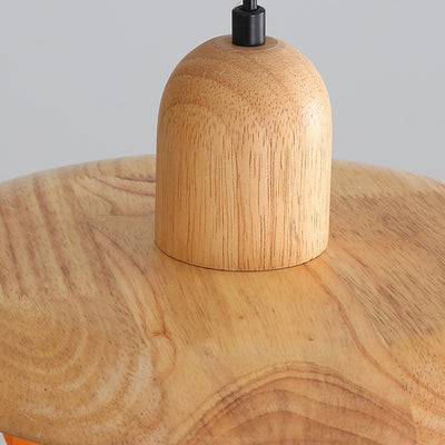 Zeitgenössische kreative Disc-Kürbisform Holzharz-Schirm 1-Licht Pendelleuchte für das Wohnzimmer 