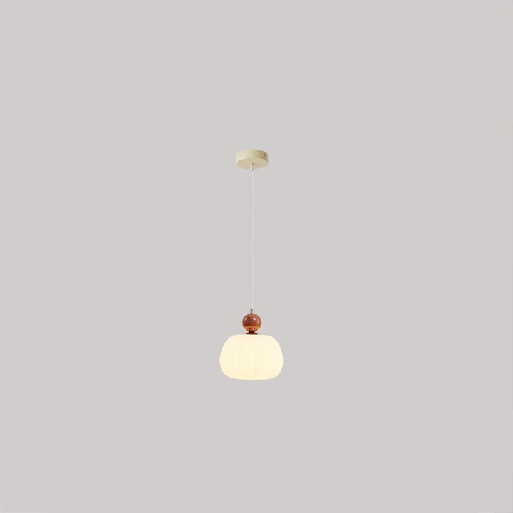 Zeitgenössische nordische runde Kürbisform Eisen Kunststoffschirm 1-Licht Pendelleuchte für Schlafzimmer 