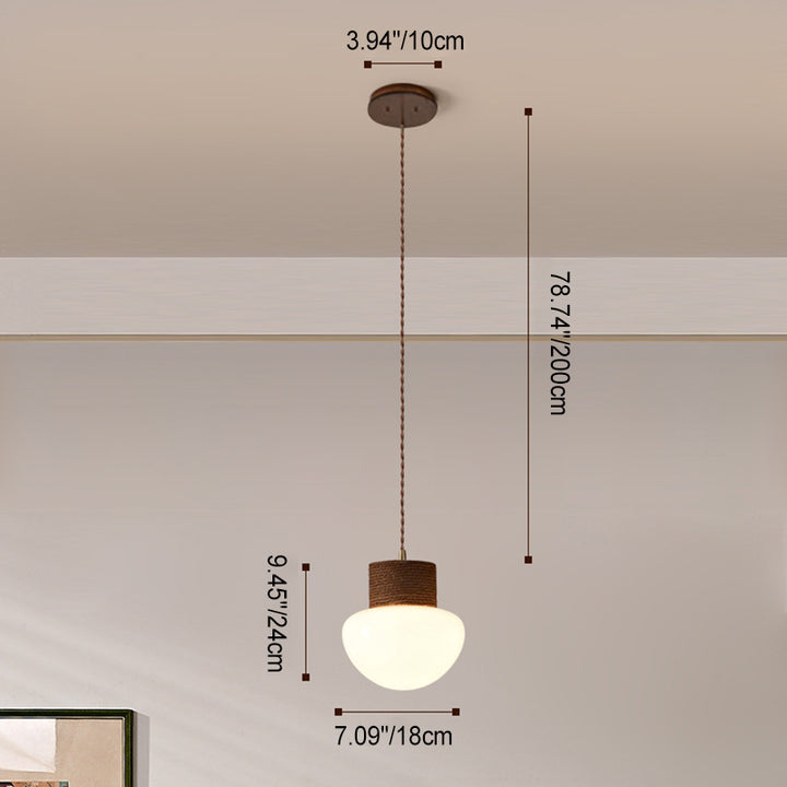 Lámpara de araña de 1/3 luces con pantalla de vidrio, marco de madera maciza de latón cónico redondo japonés tradicional para comedor 