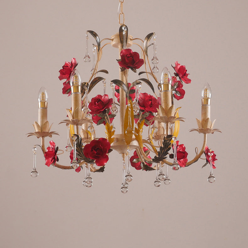 Chandelier traditionnel en fer forgé avec support de bougie rustique et verre à 6/8 lumières pour salon 