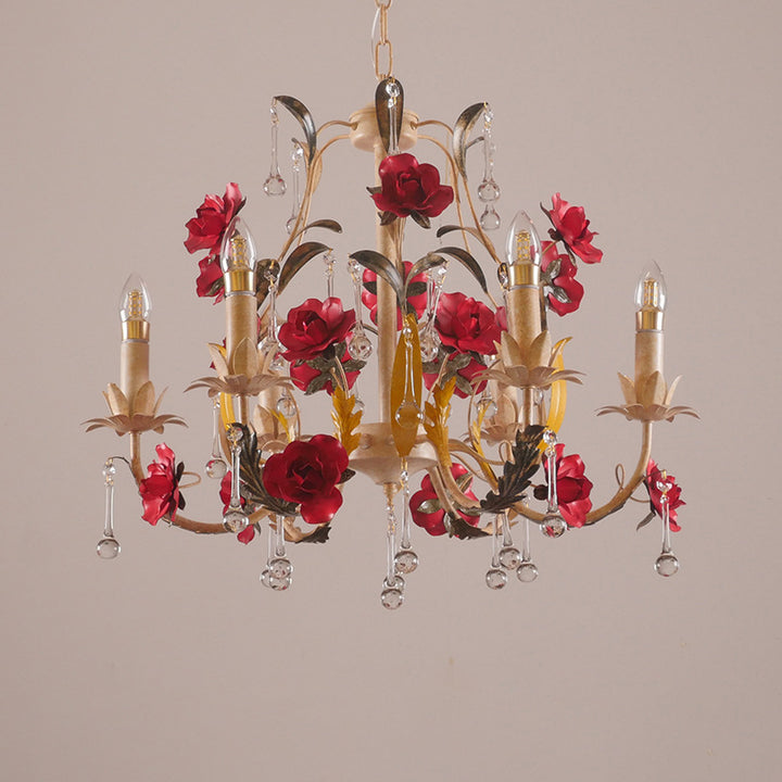 Chandelier traditionnel en fer forgé avec support de bougie rustique et verre à 6/8 lumières pour salon 