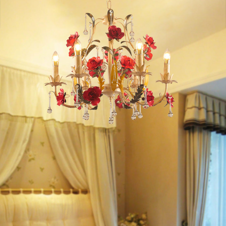 Chandelier traditionnel en fer forgé avec support de bougie rustique et verre à 6/8 lumières pour salon 