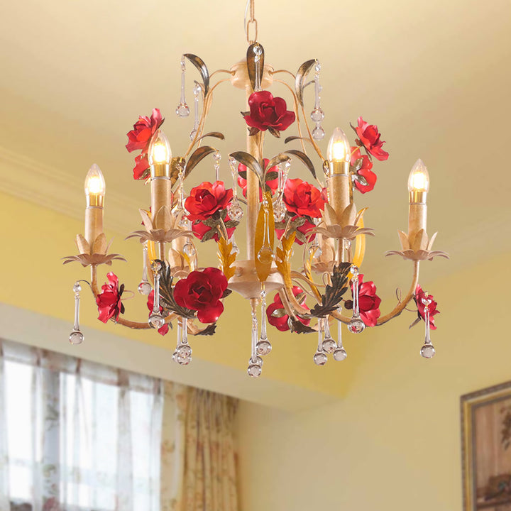Chandelier traditionnel en fer forgé avec support de bougie rustique et verre à 6/8 lumières pour salon 