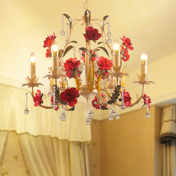 Chandelier traditionnel en fer forgé avec support de bougie rustique et verre à 6/8 lumières pour salon 