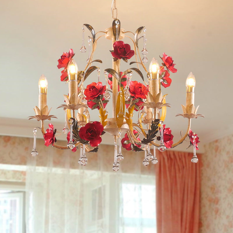 Chandelier traditionnel en fer forgé avec support de bougie rustique et verre à 6/8 lumières pour salon 