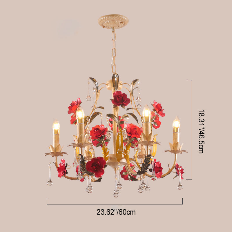 Chandelier traditionnel en fer forgé avec support de bougie rustique et verre à 6/8 lumières pour salon 