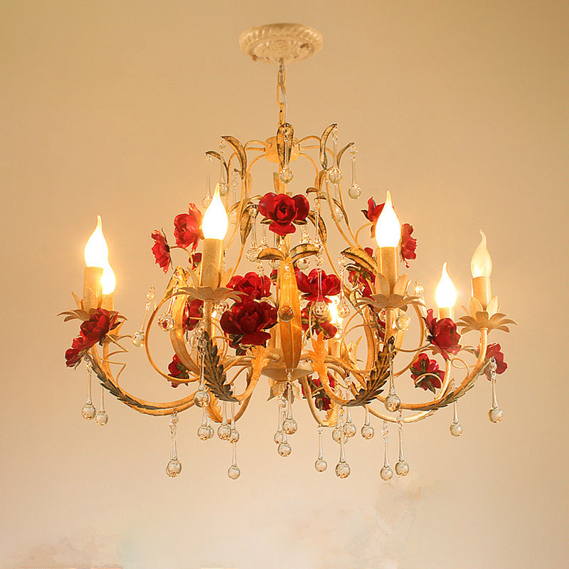 Chandelier traditionnel en fer forgé avec support de bougie rustique et verre à 6/8 lumières pour salon 