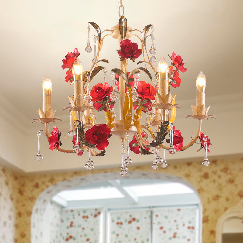 Chandelier traditionnel en fer forgé avec support de bougie rustique et verre à 6/8 lumières pour salon 