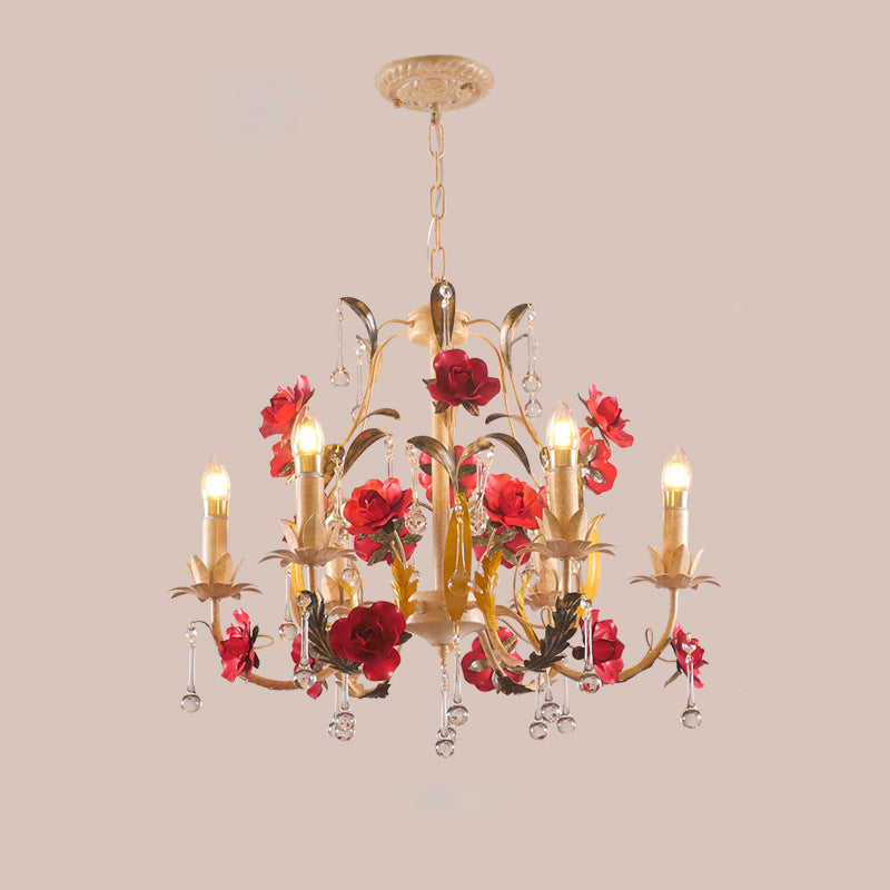 Chandelier traditionnel en fer forgé avec support de bougie rustique et verre à 6/8 lumières pour salon 