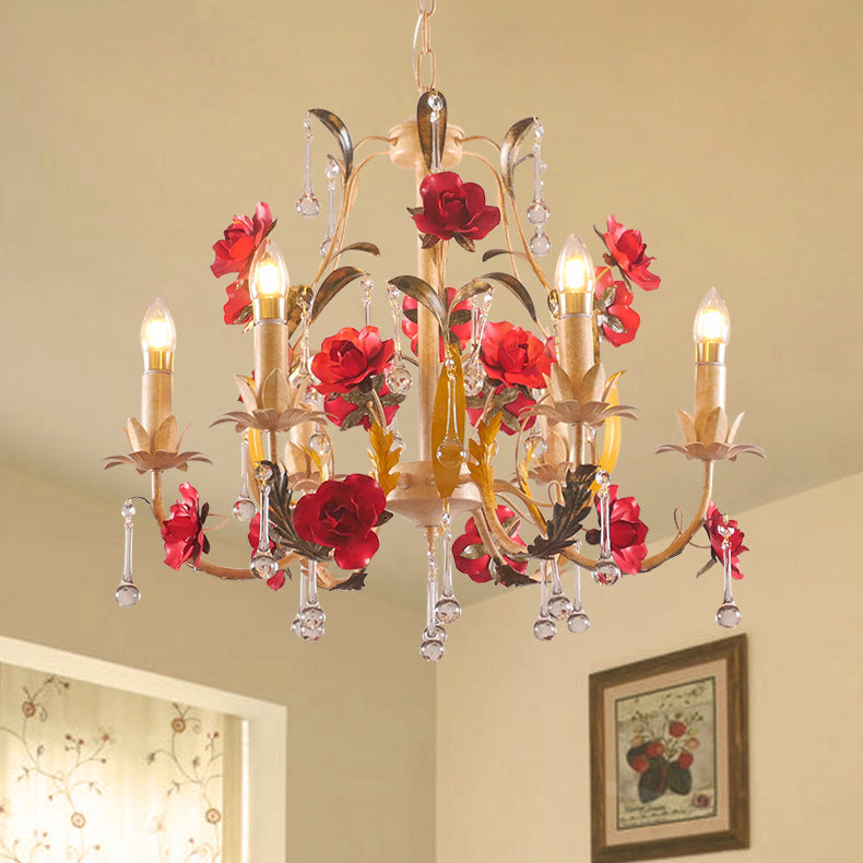 Chandelier traditionnel en fer forgé avec support de bougie rustique et verre à 6/8 lumières pour salon 