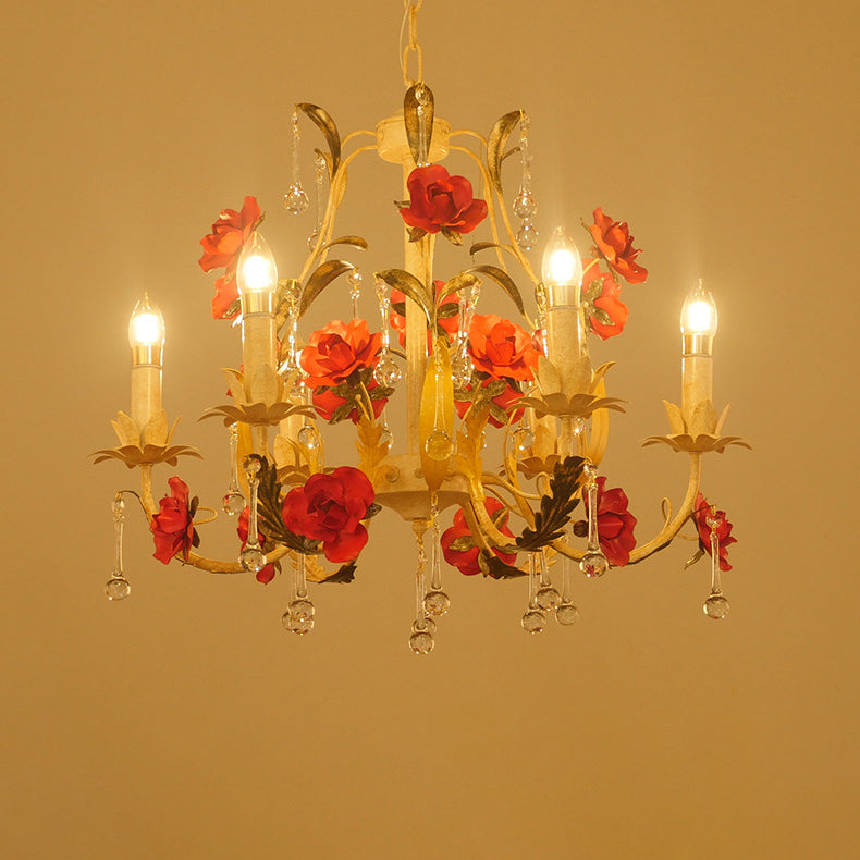 Chandelier traditionnel en fer forgé avec support de bougie rustique et verre à 6/8 lumières pour salon 