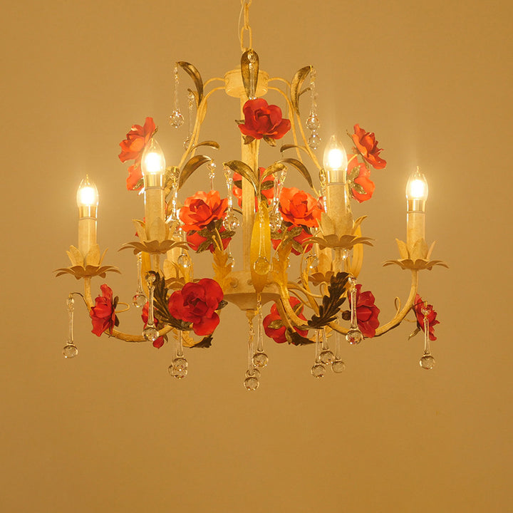 Chandelier traditionnel en fer forgé avec support de bougie rustique et verre à 6/8 lumières pour salon 