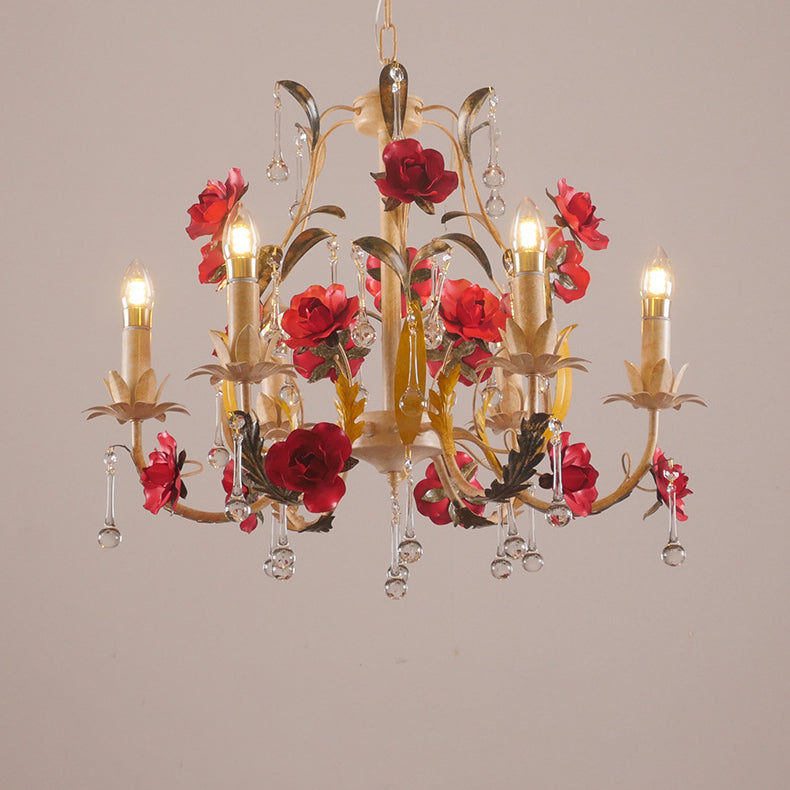 Chandelier traditionnel en fer forgé avec support de bougie rustique et verre à 6/8 lumières pour salon 