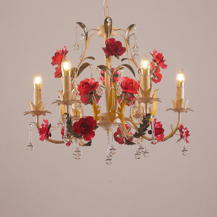 Chandelier traditionnel en fer forgé avec support de bougie rustique et verre à 6/8 lumières pour salon 