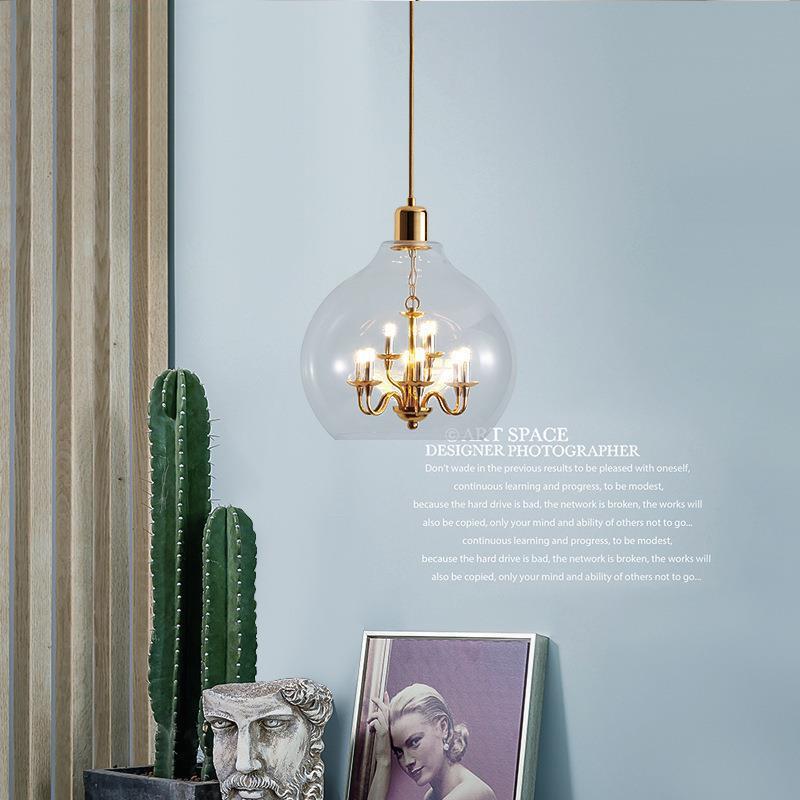 Moderne minimalistische runde Kugelkuppel aus Glas und Eisen 9-flammige Pendelleuchte für das Wohnzimmer 