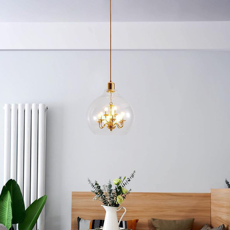 Suspension moderne minimaliste en verre en forme de dôme avec 9 lumières pour salon 