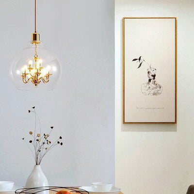 Suspension moderne minimaliste en verre en forme de dôme avec 9 lumières pour salon 