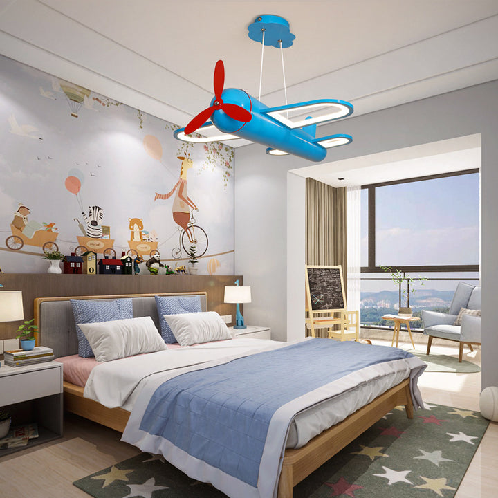 Plafonnier LED en fer et acrylique pour enfants créatifs contemporains en forme d'avion pour chambre 