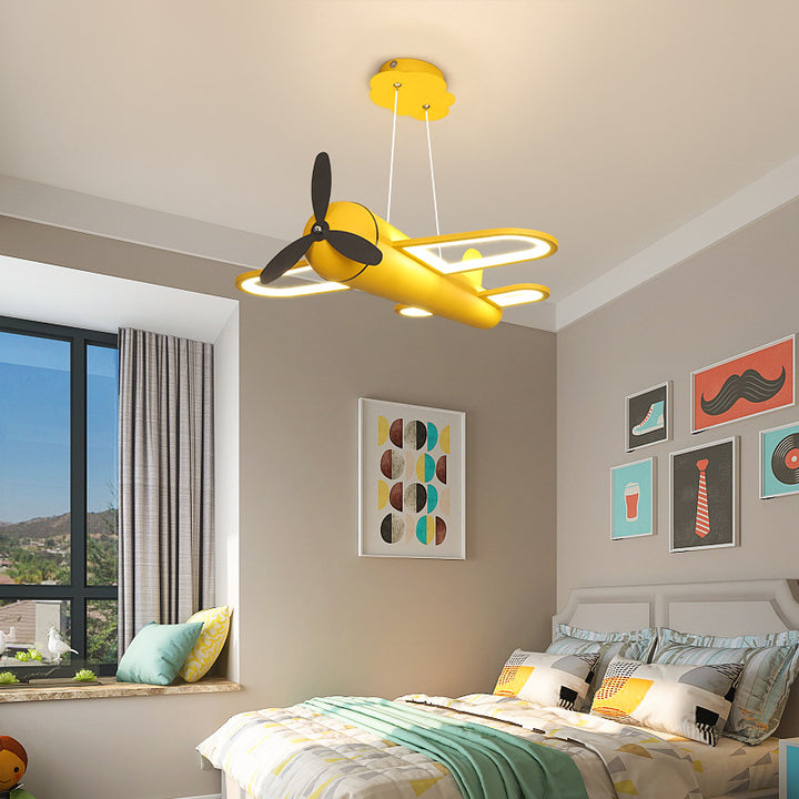 Plafonnier LED en fer et acrylique pour enfants créatifs contemporains en forme d'avion pour chambre 