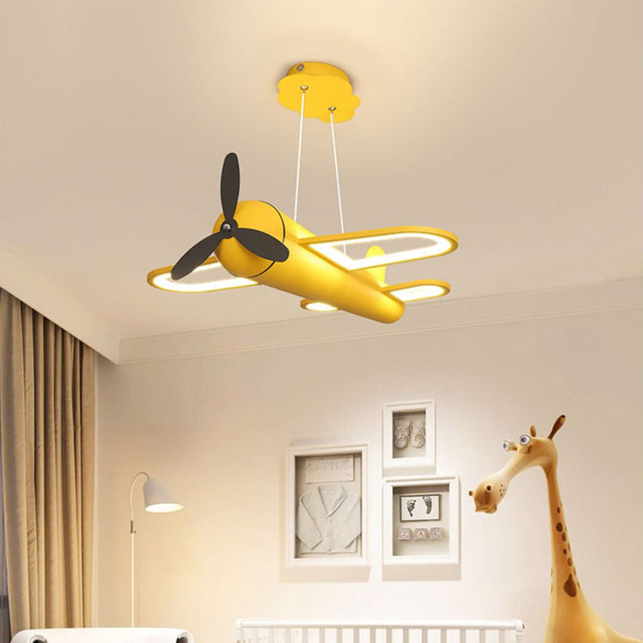 Plafonnier LED en fer et acrylique pour enfants créatifs contemporains en forme d'avion pour chambre 