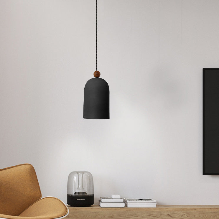 Suspension Luminaire Cylindrique en Bois Japonais Traditionnel à 1 Lumière pour Salon 