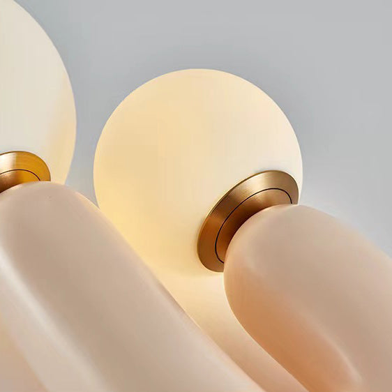 Moderne Art Deco Zylindrische Globus Harz Glas 2-Licht Tischlampe für Wohnzimmer 