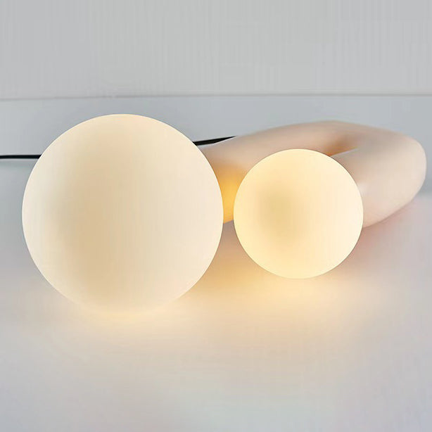Moderne Art Deco Zylindrische Globus Harz Glas 2-Licht Tischlampe für Wohnzimmer 
