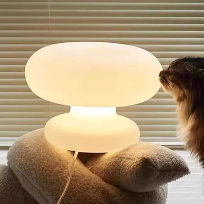 Contemporary Creative Round Donut Shape Glass LED Table Lamp For Bedroom