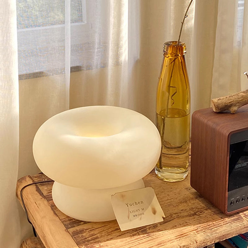 Contemporary Creative Round Donut Shape Glass LED Table Lamp For Bedroom