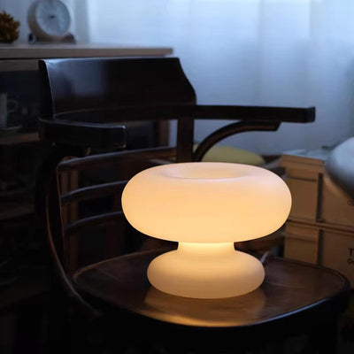 Contemporary Creative Round Donut Shape Glass LED Table Lamp For Bedroom